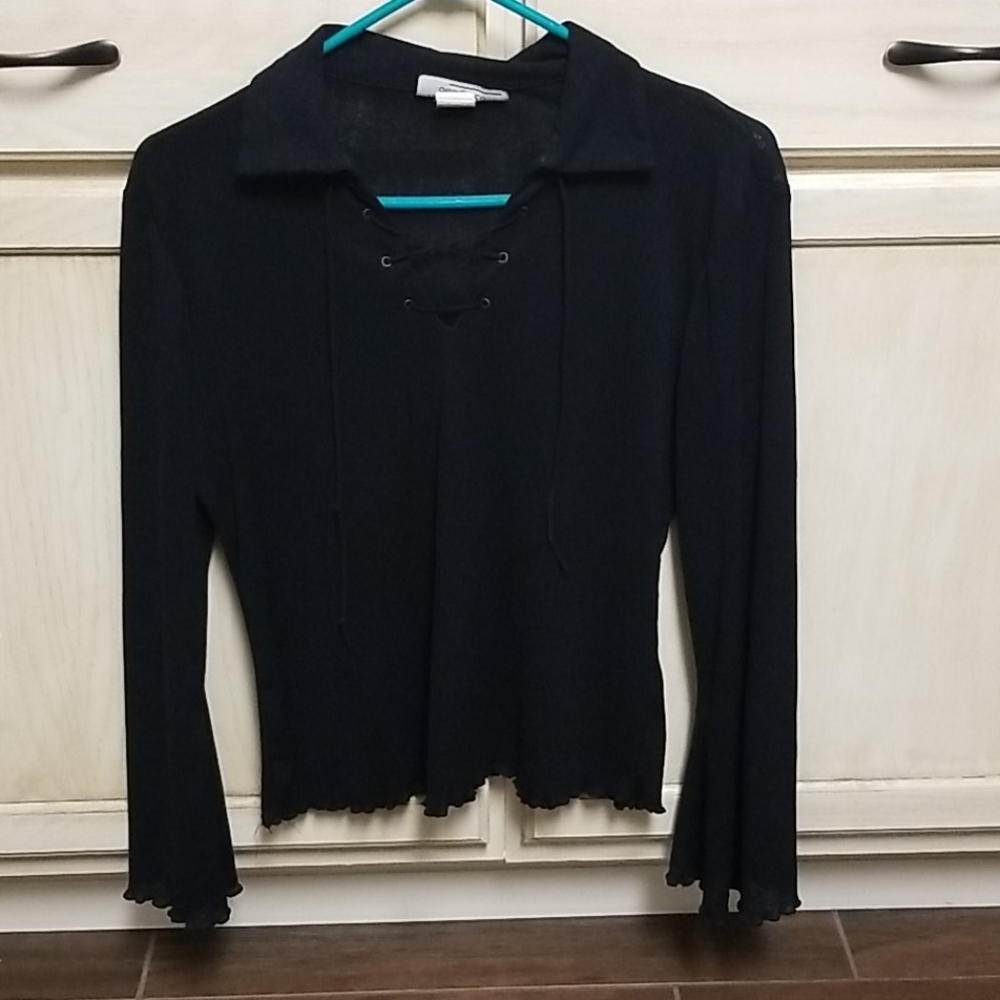 Black semi sheer top.